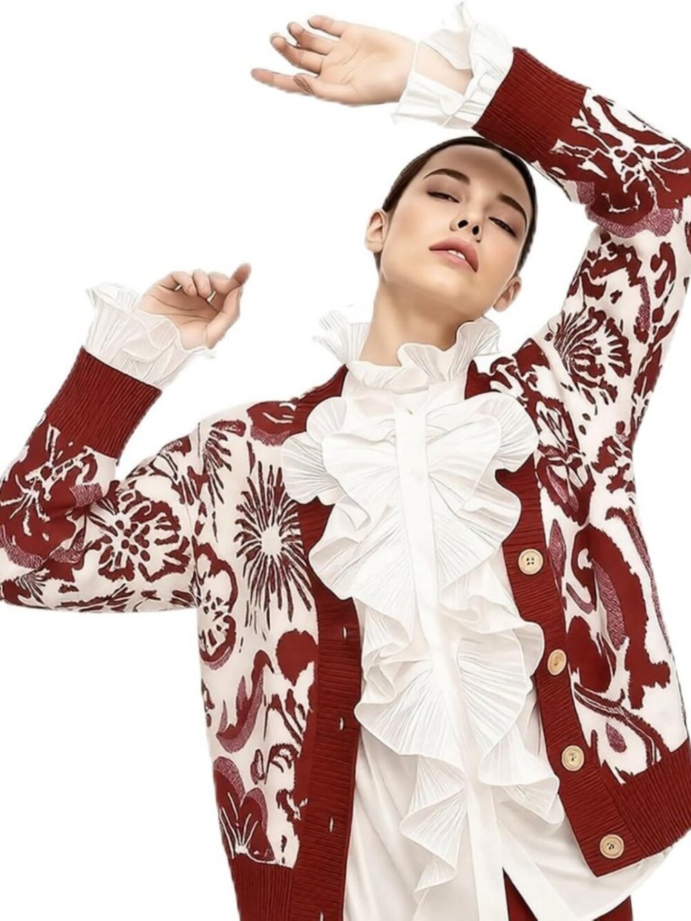 Cozy Heart Shaped Fireworks Cardigan Sweater for Women | Autumn & Winter Fashion
